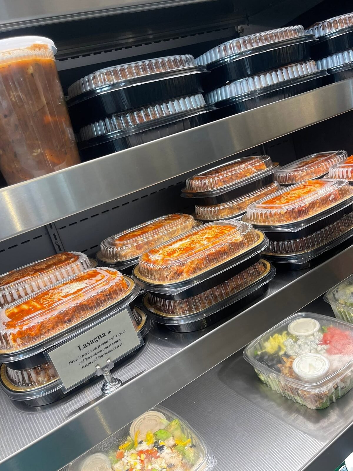 Homemade lasagna trays ready to take home